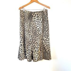 Lucia Leopard Print Silk-like A-Line‎ Midi Skirt